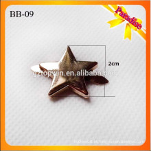 BB09 Lavável ouro cor estilo estrela design placas de metal para bolsa